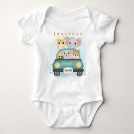 Personaliseer Cute Safari Dieren Maken Een Wegreis Romper