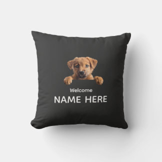 Personaliseer Cute Welcome Puppy  Kussen