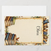 Personaliseer Cute Whimsical Boekrand  Briefpapier (Voorkant / Achterkant)