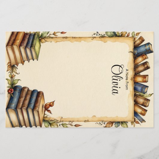 Personaliseer Cute Whimsical Boekrand  Briefpapier (Voorkant)