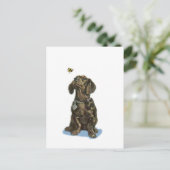 Personaliseer Dachshund en bij  kunstgeschenken Briefkaart (Staand voorkant)