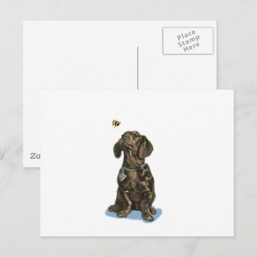 Personaliseer Dachshund en bij  kunstgeschenken Briefkaart (Voorkant / Achterkant)