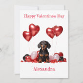 Personaliseer Dachshund Hartballon Valentijn Kaart (Voorkant)