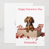 Personaliseer Dachshund Hearts Box Valentijn Feestdagenkaart (Voorkant / Achterkant)