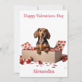 Personaliseer Dachshund Hearts Box Valentijn Feestdagenkaart