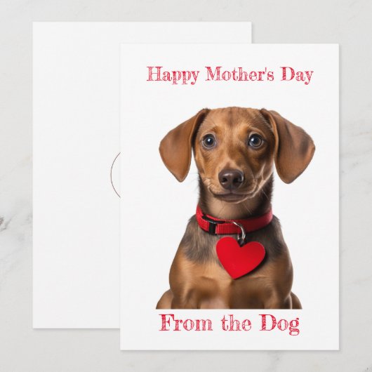 Personaliseer Dachshund Puppy Heart Moederdag Feestdagenkaart (Voorkant / Achterkant)