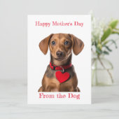 Personaliseer Dachshund Puppy Heart Moederdag Feestdagenkaart (Staand voorkant)