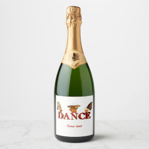 Personaliseer Dansbord met vlinders Sparkling Wijnetiket