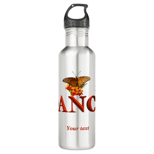 Personaliseer Dansbord met vlinders Waterfles (Voorkant)