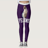 Personaliseer Dark Paarse Schattigee Siamese Cat P Leggings (Voorkant)