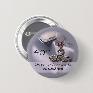 Personaliseer de 40ste Congraten van het Jubileum  Ronde Button 5,7 Cm