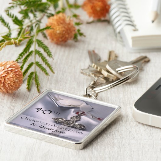 Personaliseer de 40ste Congraten van het Jubileum  Sleutelhanger (Zijkant)