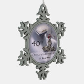 Personaliseer de 40ste Congraten van het Jubileum  Tin Sneeuwvlok Ornament (Links)