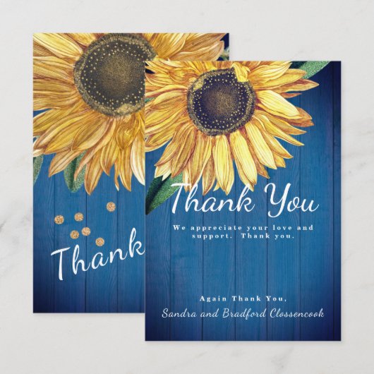 Personaliseer de Aangepaste Rustic Sunflower Barn Bedankkaart (Voorkant / Achterkant)