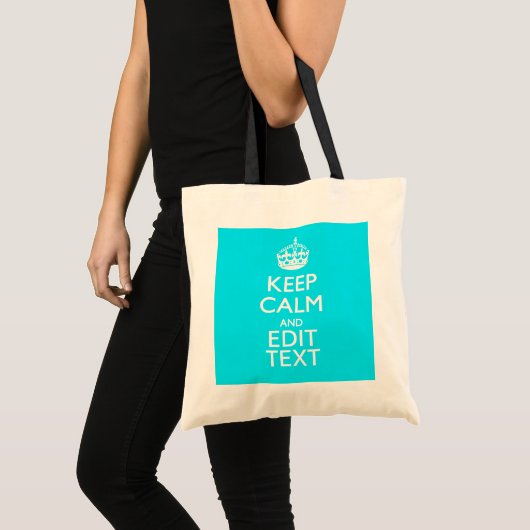 Personaliseer de Accent van Calm Jouw tekst Turquo Tote Bag (Voorkant (product))