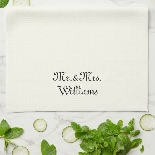 Personaliseer de achternaam van het paar Mr & Mrs  Theedoek (Gevouwen)