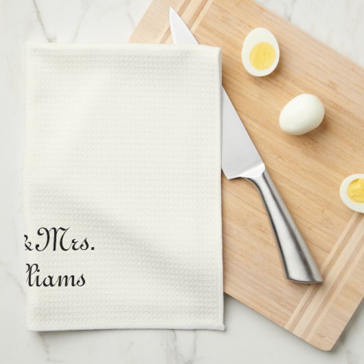 Personaliseer de achternaam van het paar Mr & Mrs Theedoek (Quarter Fold)
