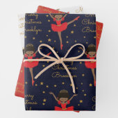 Personaliseer de Afrikaanse American Kerstmis Ball Inpakpapier Vel (In situ)