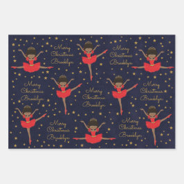 Personaliseer de Afrikaanse American Kerstmis Ball Inpakpapier Vel