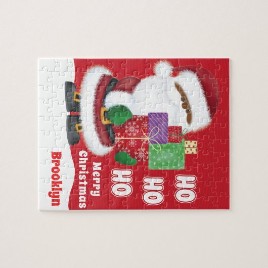 Personaliseer de Afrikaanse Amerikaanse Kerstman Legpuzzel (Horizontaal)