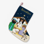 Personaliseer de Afrikaanse Amerikaanse Nativiteit Kleine Kerstsok (Voorkant (Hangend))
