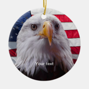 Personaliseer de Amerikaanse adelaar en vlag Keramisch Ornament