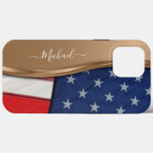 Personaliseer de Amerikaanse vlag Faux Bronze Meta Case-Mate iPhone Case (Achterkant (horizontaal))
