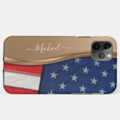 Personaliseer de Amerikaanse vlag Faux Bronze Meta Case-Mate iPhone Case (Achterkant (horizontaal))