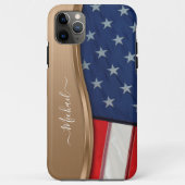 Personaliseer de Amerikaanse vlag Faux Bronze Meta Case-Mate iPhone Case (Achterkant)