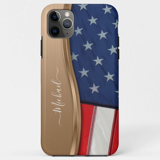 Personaliseer de Amerikaanse vlag Faux Bronze Meta Case-Mate iPhone Case (Achterkant)