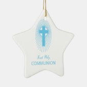 Personaliseer de Blue First Heilige Communityinter Keramisch Ornament (Rechts)