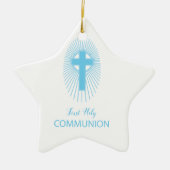 Personaliseer de Blue First Heilige Communityinter Keramisch Ornament (Voorkant)