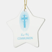 Personaliseer de Blue First Heilige Communityinter Keramisch Ornament (Links)