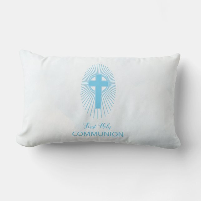 Personaliseer de Blue First Heilige Communityinter Kussen (Voorkant)