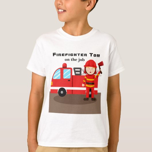 Personaliseer de brandweerman van de Rode Brandwee T-shirt (Voorkant)