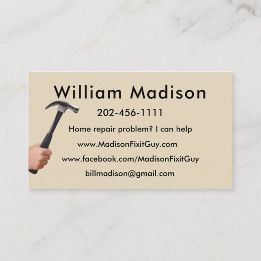 Personaliseer de Contractor van de Reparatie van h Visitekaartje (Achterkant)