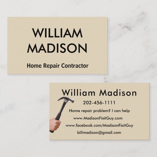 Personaliseer de Contractor van de Reparatie van h Visitekaartje (Voorkant / Achterkant)