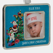 Personaliseer de eerste kerstcadeautje van Unisex  Verzilverd Omlijst Ornament (Rechts)