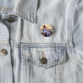 Personaliseer de Foto Birthday Him Haar Ronde Button 3,2 Cm (In situ)