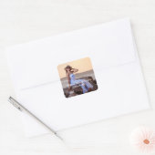 Personaliseer de Foto Birthday Him Haar Vierkante Sticker (Envelop)