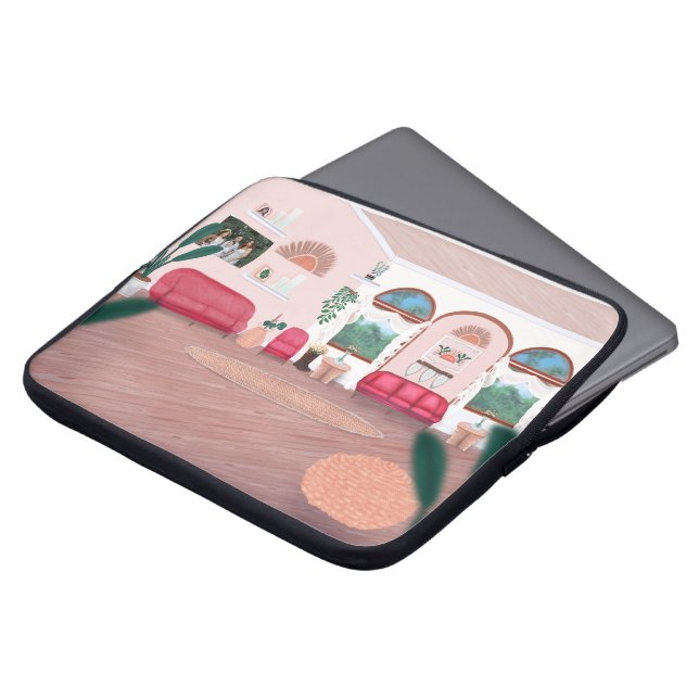 Personaliseer de foto in de woonkamer kunst laptop sleeve (Voorkant top)