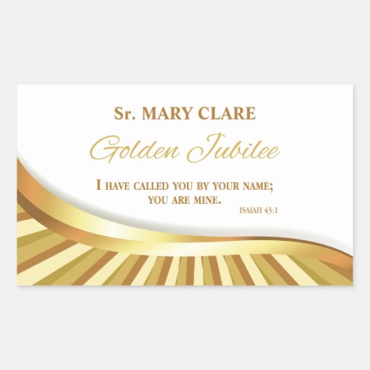 Personaliseer de Golden Jubilee van het Religieuze Rechthoekige Sticker (Voorkant)