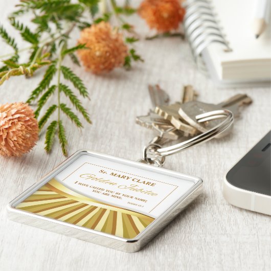 Personaliseer de Golden Jubilee van het Religieuze Sleutelhanger (Zijkant)