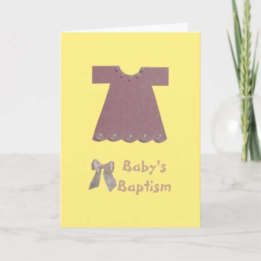 Personaliseer de jurk van het roze meisje Baptisme Kaart (Voorkant)