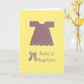 Personaliseer de jurk van het roze meisje Baptisme Kaart (Gele Bloem)