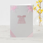 Personaliseer de jurk van het roze meisje Baptisme Kaart (Gele Bloem)