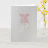 Personaliseer de jurk van het roze meisje Baptisme Kaart (Gele Bloem)