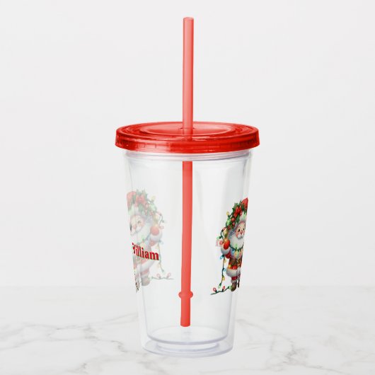 Personaliseer de Kerstman Acryl Drinkbeker (Rechts)