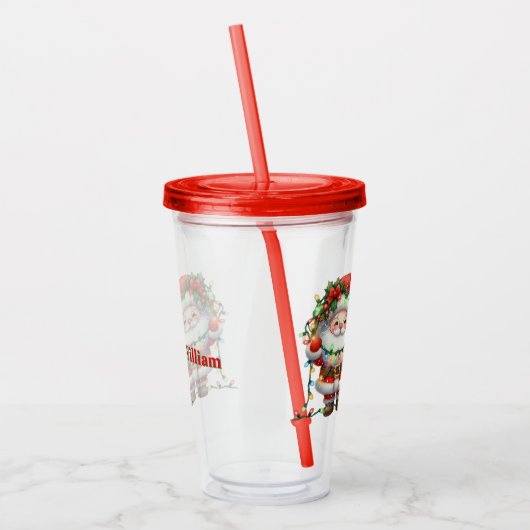 Personaliseer de Kerstman Acryl Drinkbeker (Links)