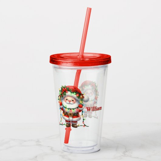 Personaliseer de Kerstman Acryl Drinkbeker (Achterkant)